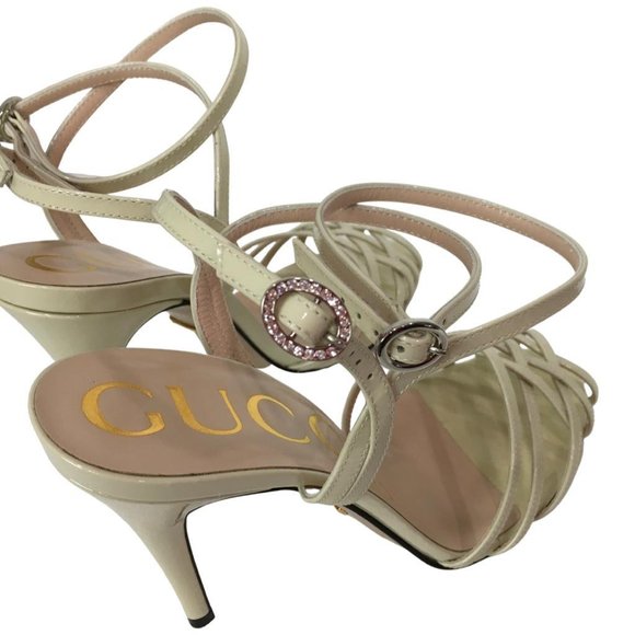 Gucci Women's Vintage Shiny Patent Leather High Heels Sandals DM52 - Picture 2 of 16